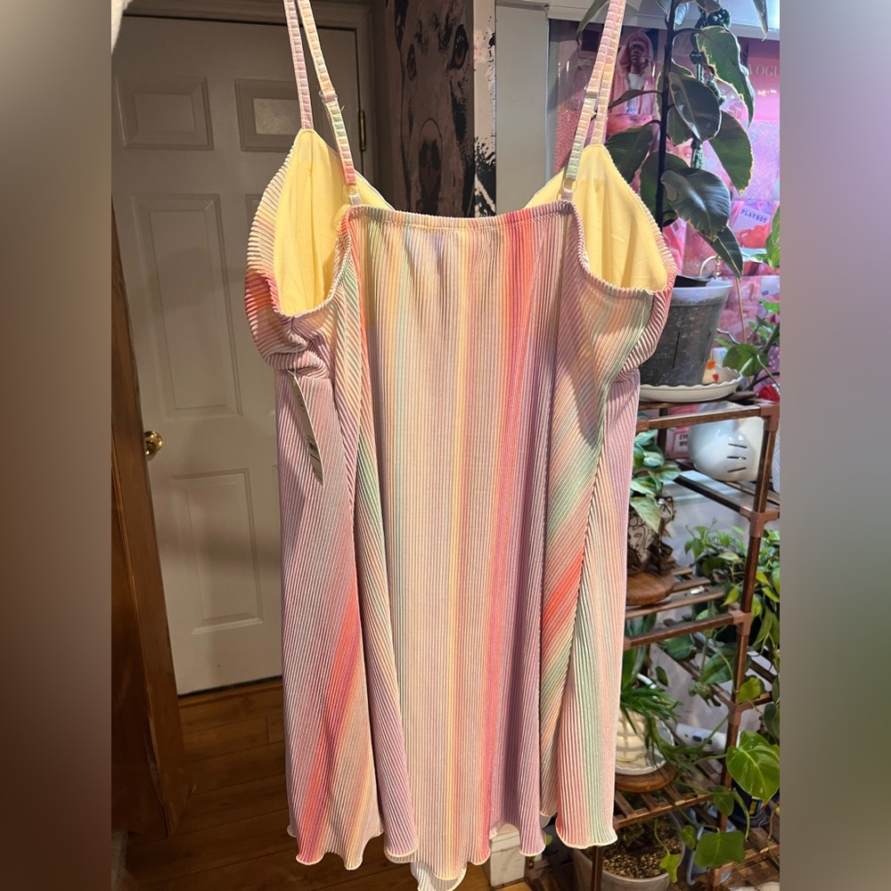 Pleated Tie-Front Mini Dress With Built-In Bra Coastal Y2K XL 16-18 - Picture 3 of 6